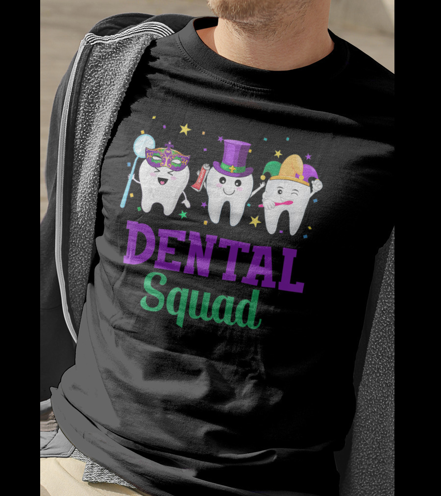 Dental Squad Tooth Assistant Mardi Gras T-Shirt