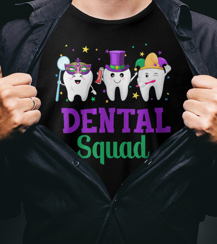 Dental Squad Tooth Assistant Mardi Gras T-Shirt