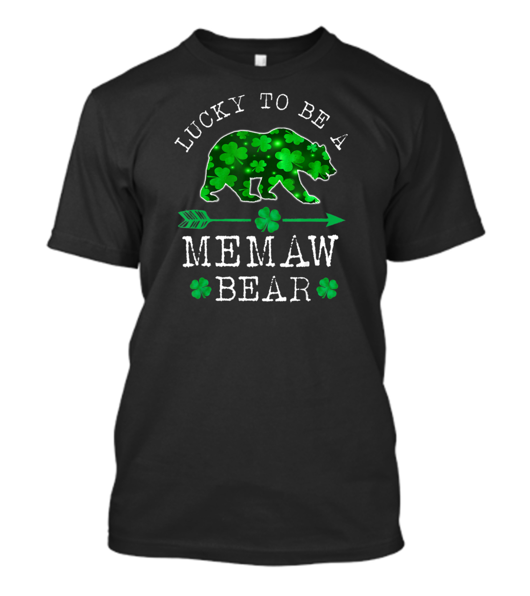 Lucky To Be A Memaw Bear St Patrick Day Shamrock Arrow T-Shirt