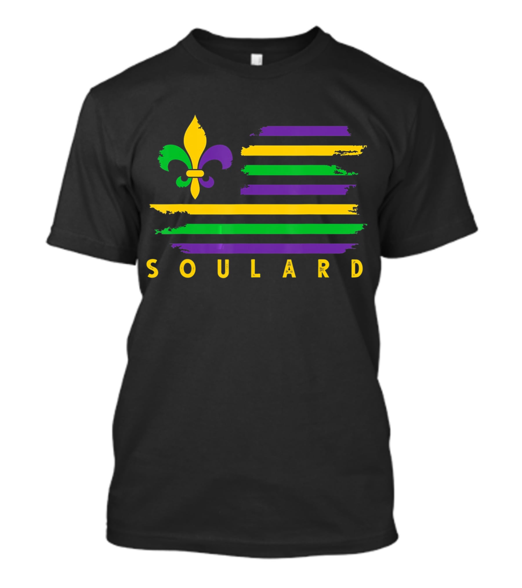 Soulard Fleur-de-Lis Mardi Gras Flag Stripes T-Shirt