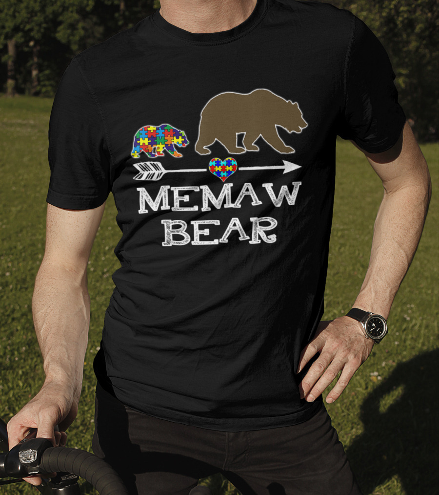 Memaw Bear Autism Puzzle Heart Baby Bear T-Shirt