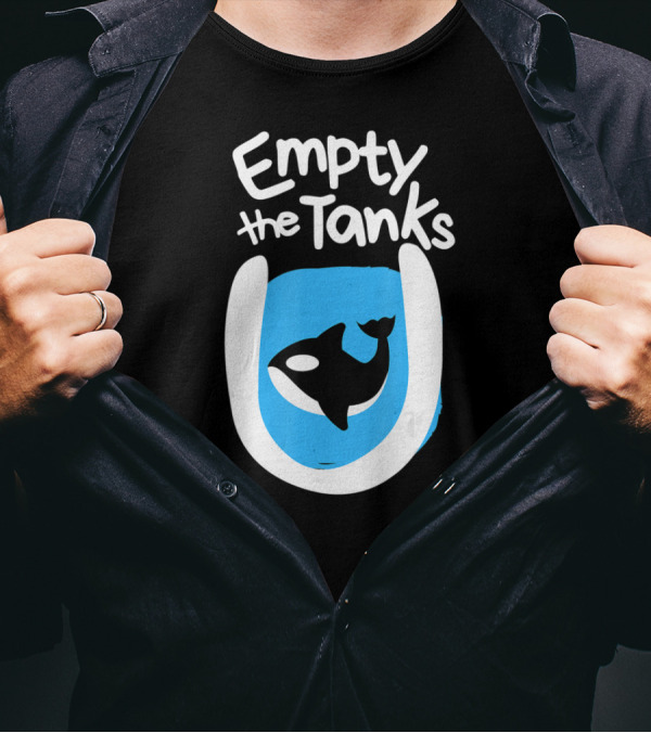 Empty The Tanks Killer Whale Orca Inside Blue Tank Image T-Shirt