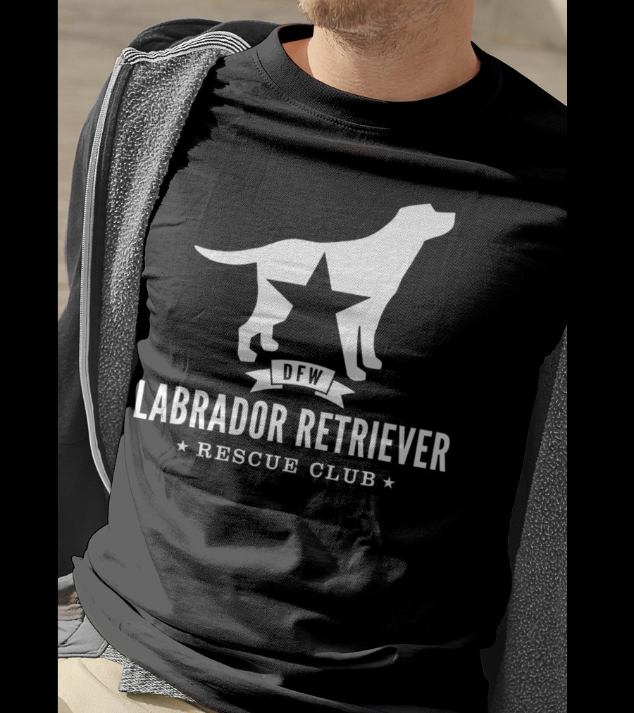 DFW Labrador Retriever Rescue Club Logo With Star And Dog T-Shirt
