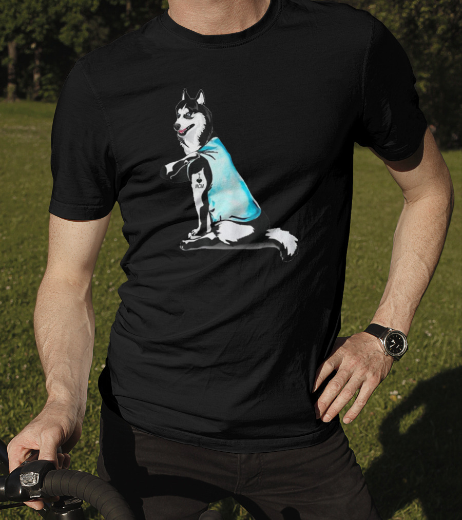 I Love Mom Husky Dog Tattoo Gifts T-Shirt