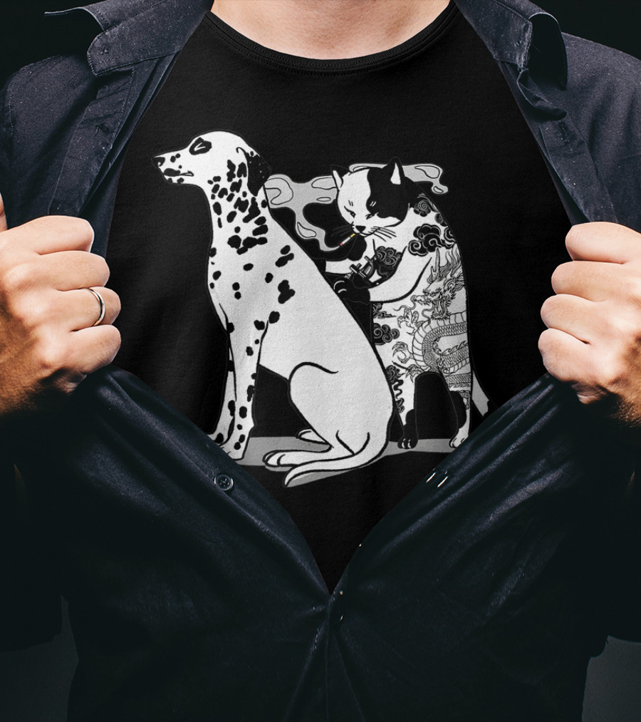 Cat And Dog Tattoo Humor For Tattoo Lover T-Shirt