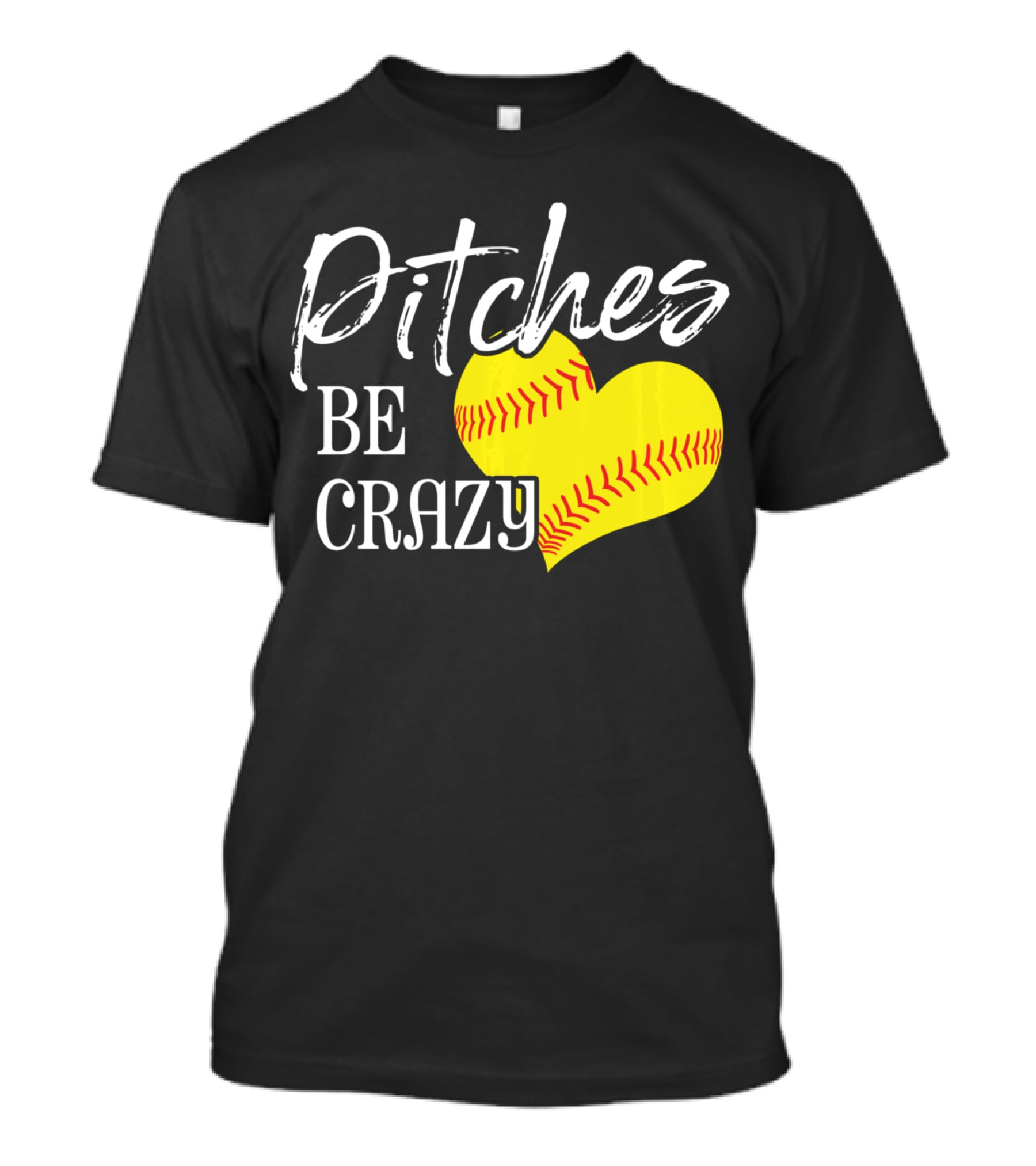 Pitches Be Crazy Softball Heart T-Shirt
