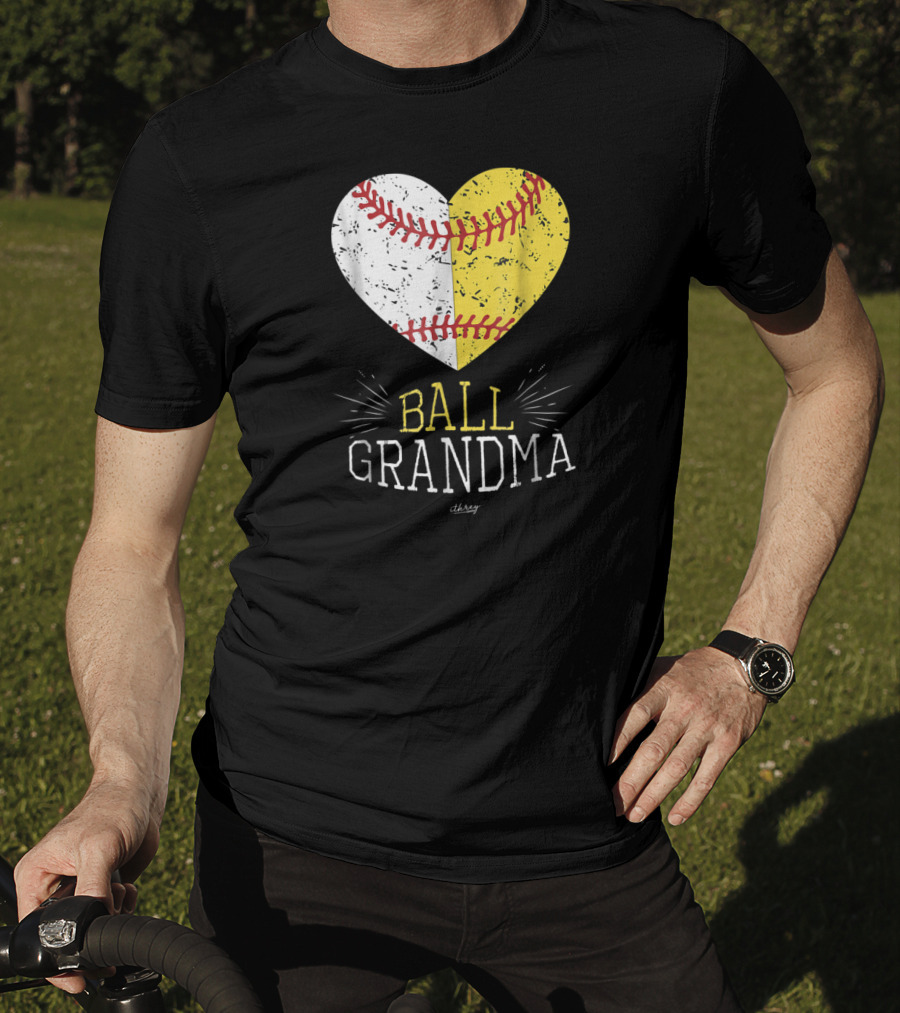 Heart Ball Grandma Baseball Softball Love T-Shirt