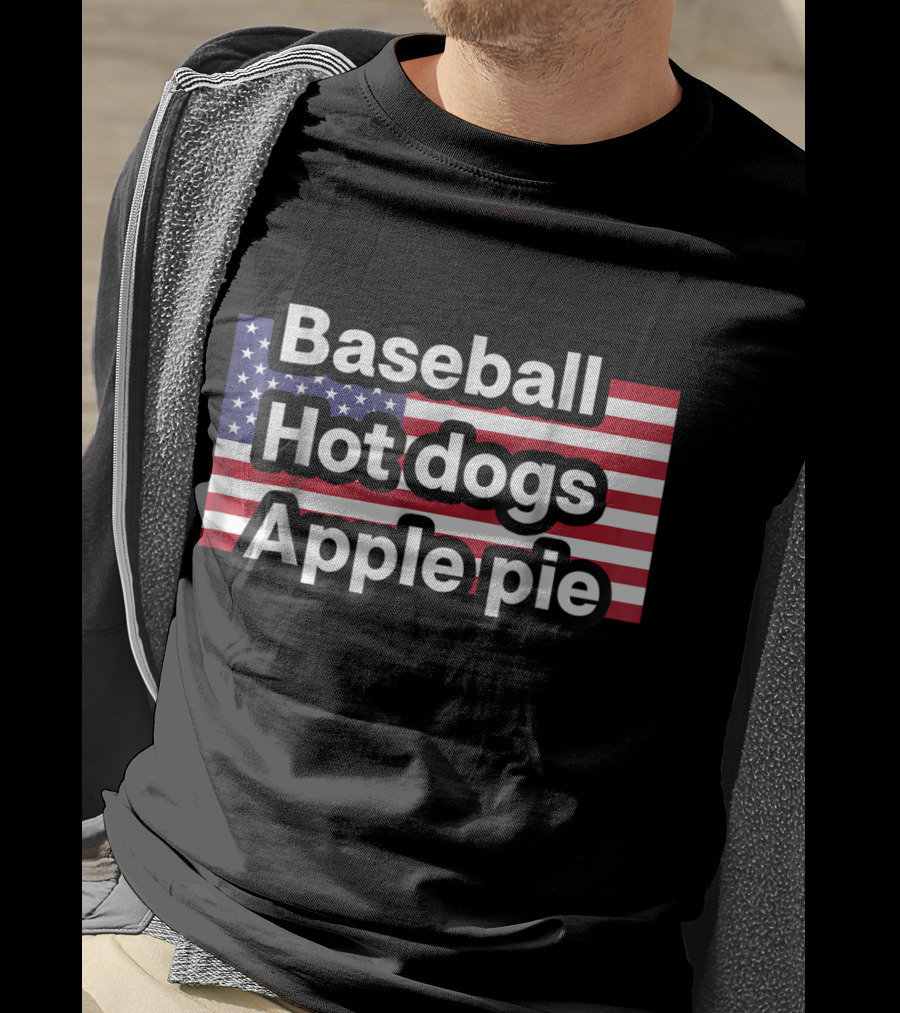 Baseball Hot Dogs Apple Pie American Flag T-Shirt