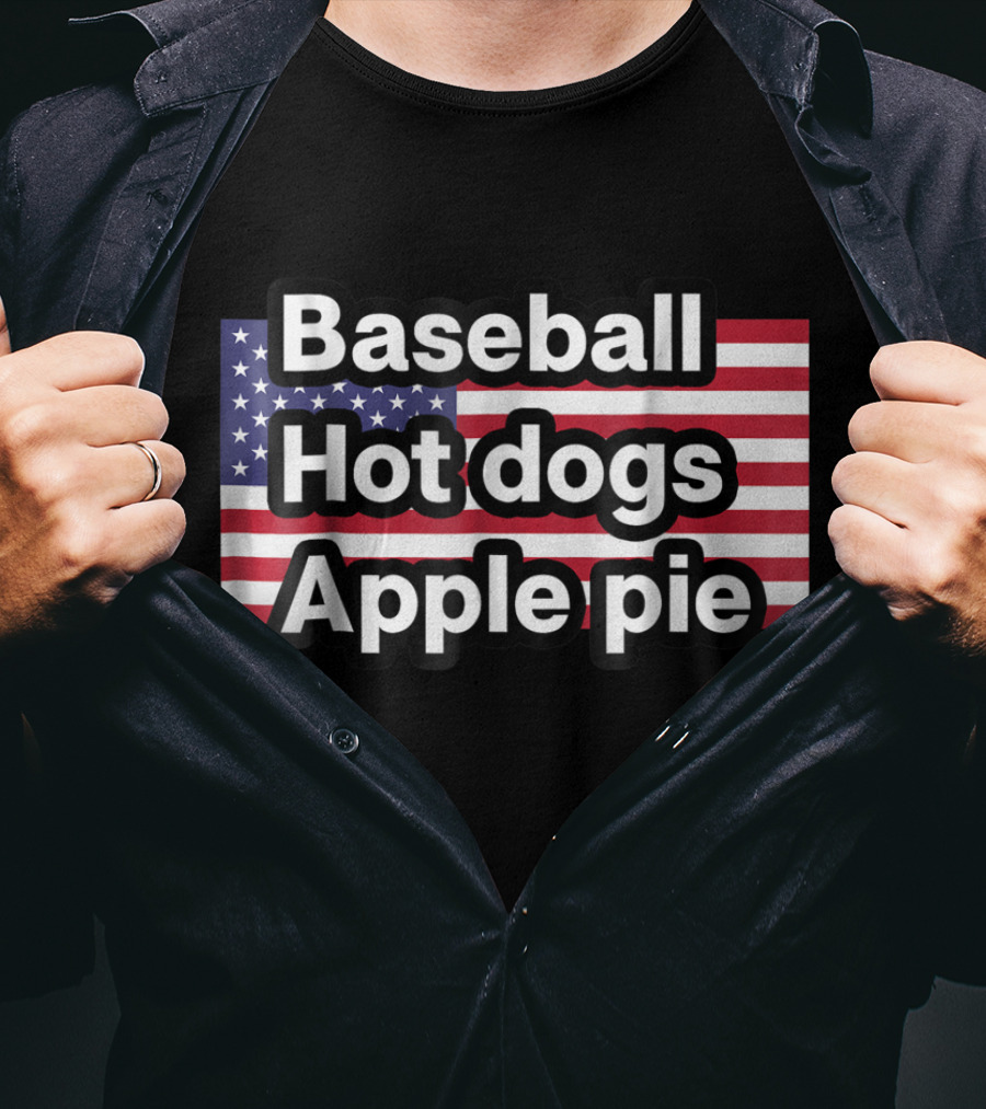 Baseball Hot Dogs Apple Pie American Flag T-Shirt