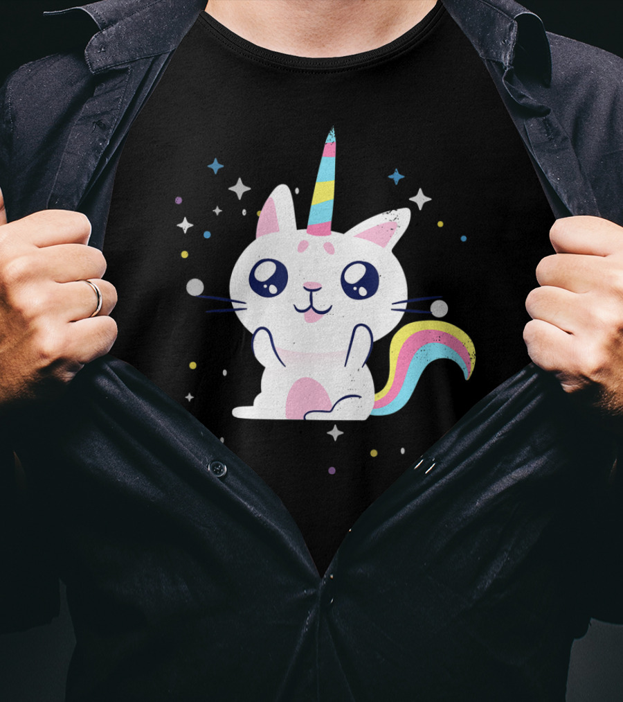 Caticorn Lover Rainbow Unicorn Cat T-Shirt