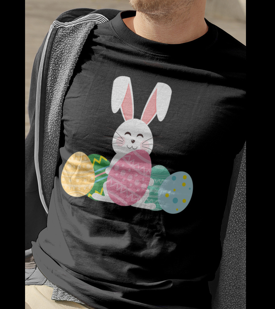 Cute Easter Bunny Egg Hunt Festive Colorful Eggs T-Shirt
