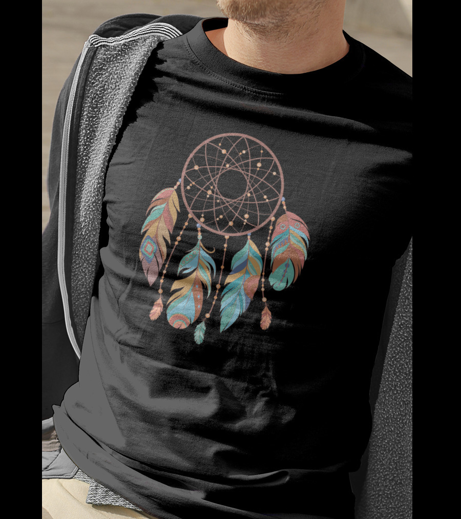 Dream Catcher With Colorful Feathers Native American T-Shirt
