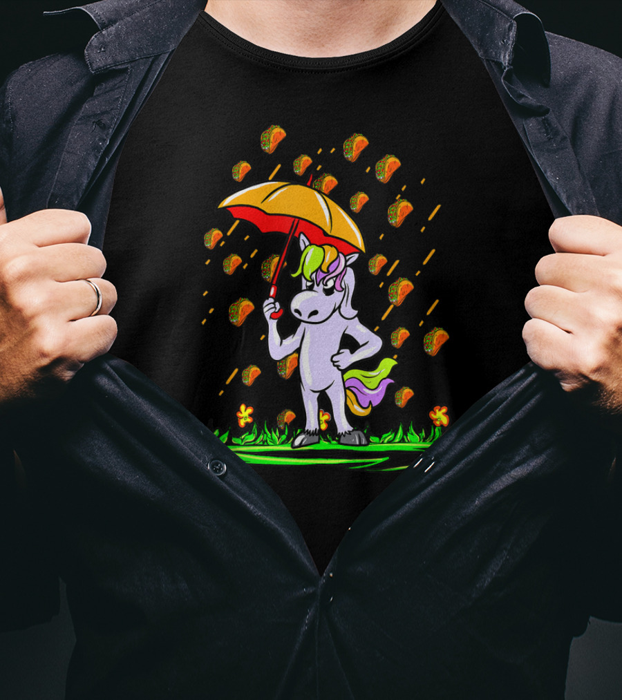 It's Raining Tacos Umbrella Unicorn T-Shirt