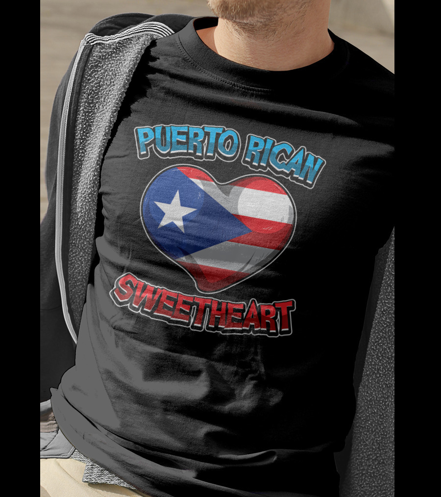 Puerto Rican Sweetheart Heart-Shaped Flag T-Shirt