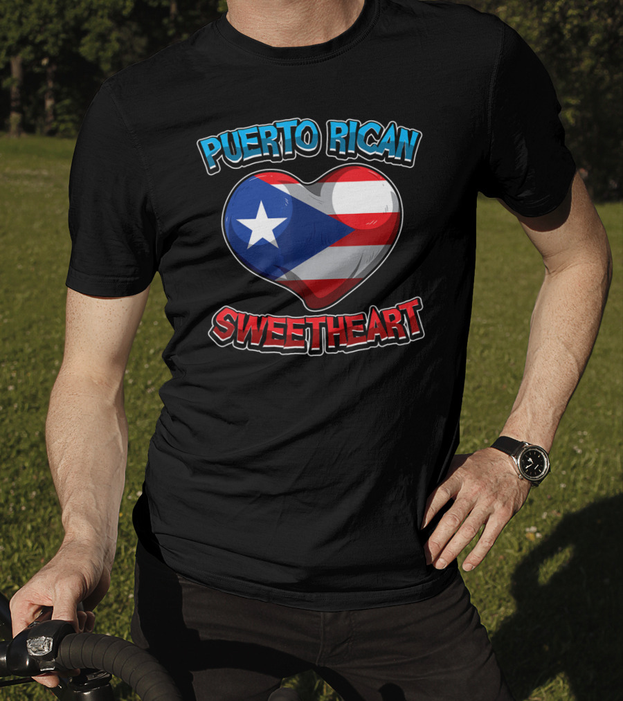 Puerto Rican Sweetheart Heart-Shaped Flag T-Shirt