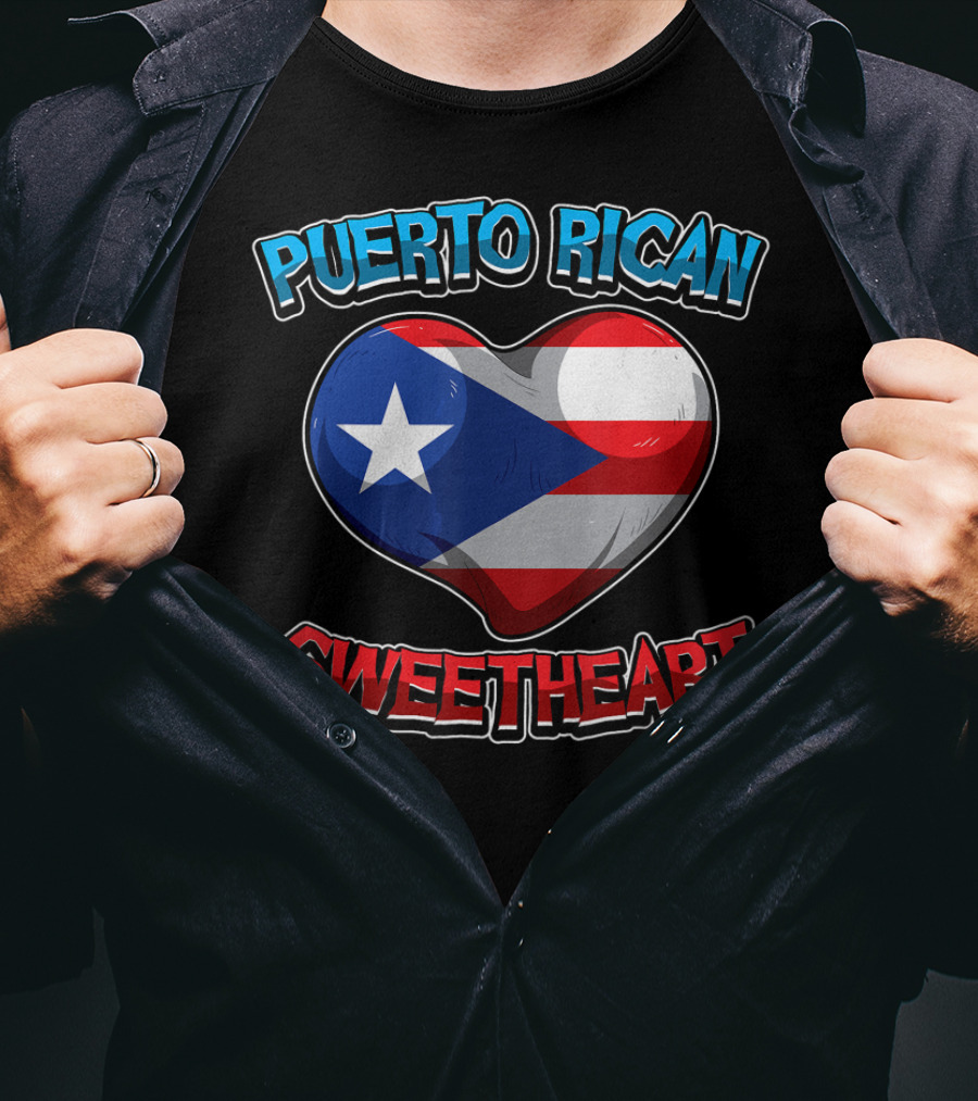 Puerto Rican Sweetheart Heart-Shaped Flag T-Shirt