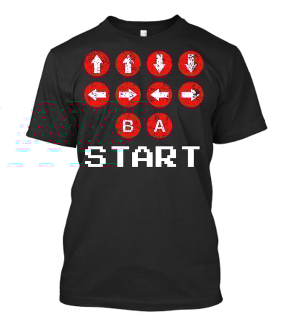 Konami Code Vintage Gaming Up Up Down Down Left Right B A Start T-Shirt