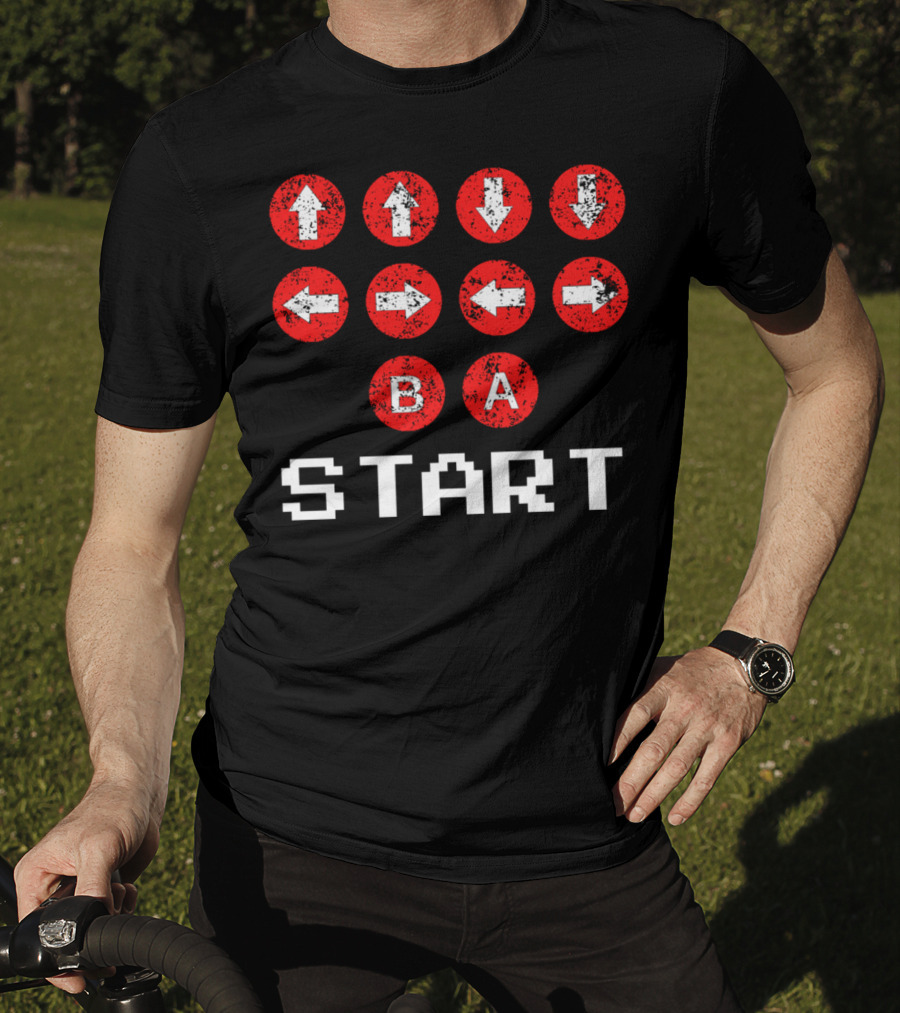 Konami Code Vintage Gaming Up Up Down Down Left Right B A Start T-Shirt