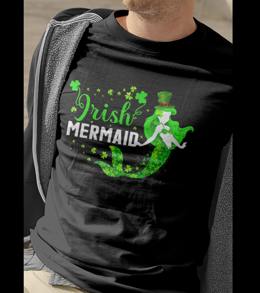 Irish Mermaid St Patrick Day Clover Hat T-Shirt