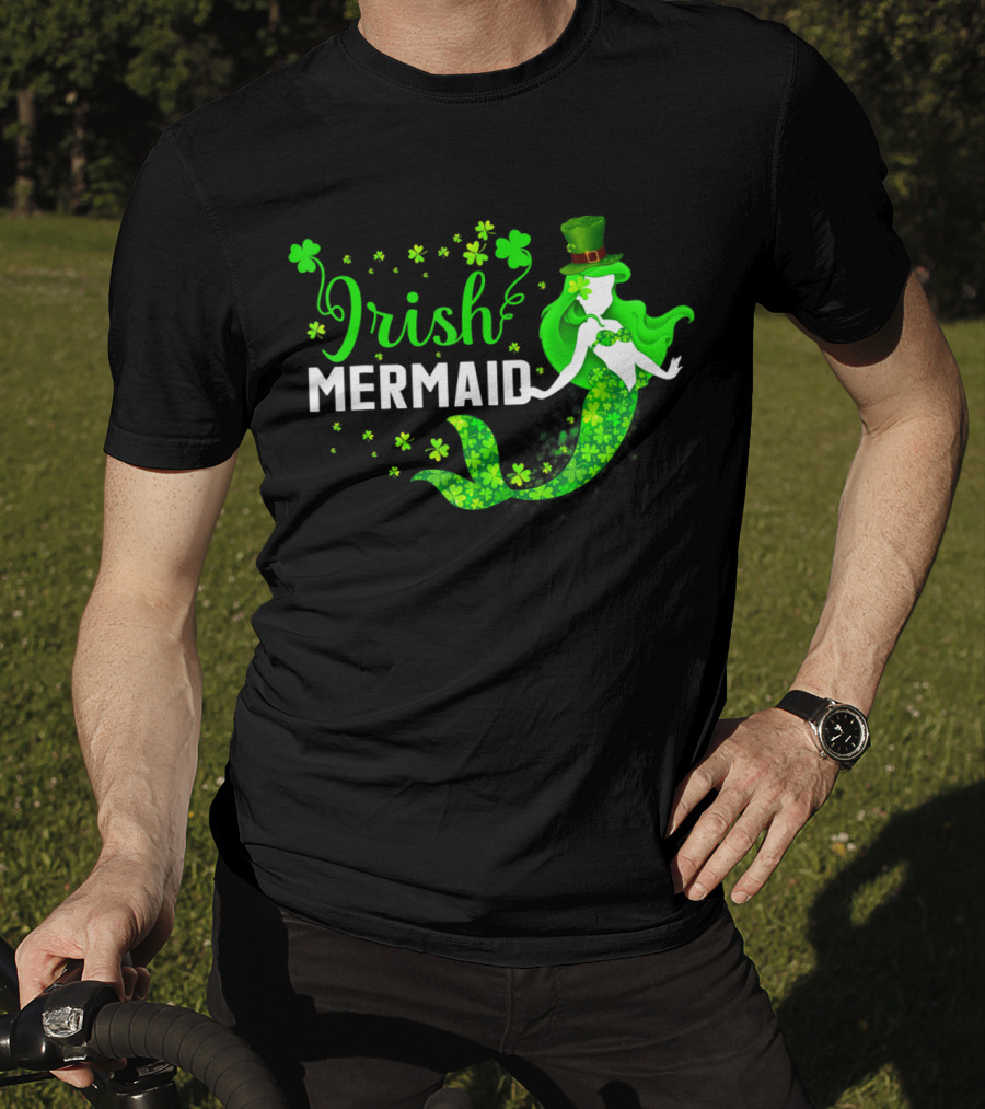 Irish Mermaid St Patrick Day Clover Hat T-Shirt