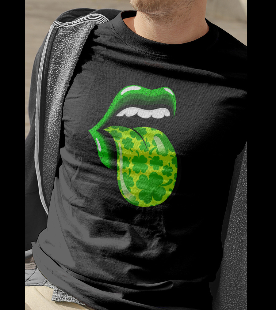 Green Shamrock Lips St Patricks Day Women T-Shirt