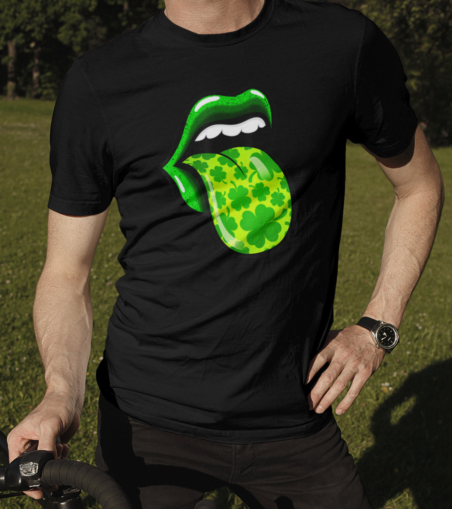 Green Shamrock Lips St Patricks Day Women T-Shirt