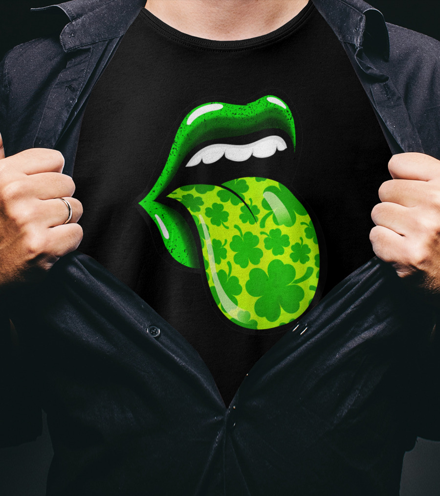 Green Shamrock Lips St Patricks Day Women T-Shirt