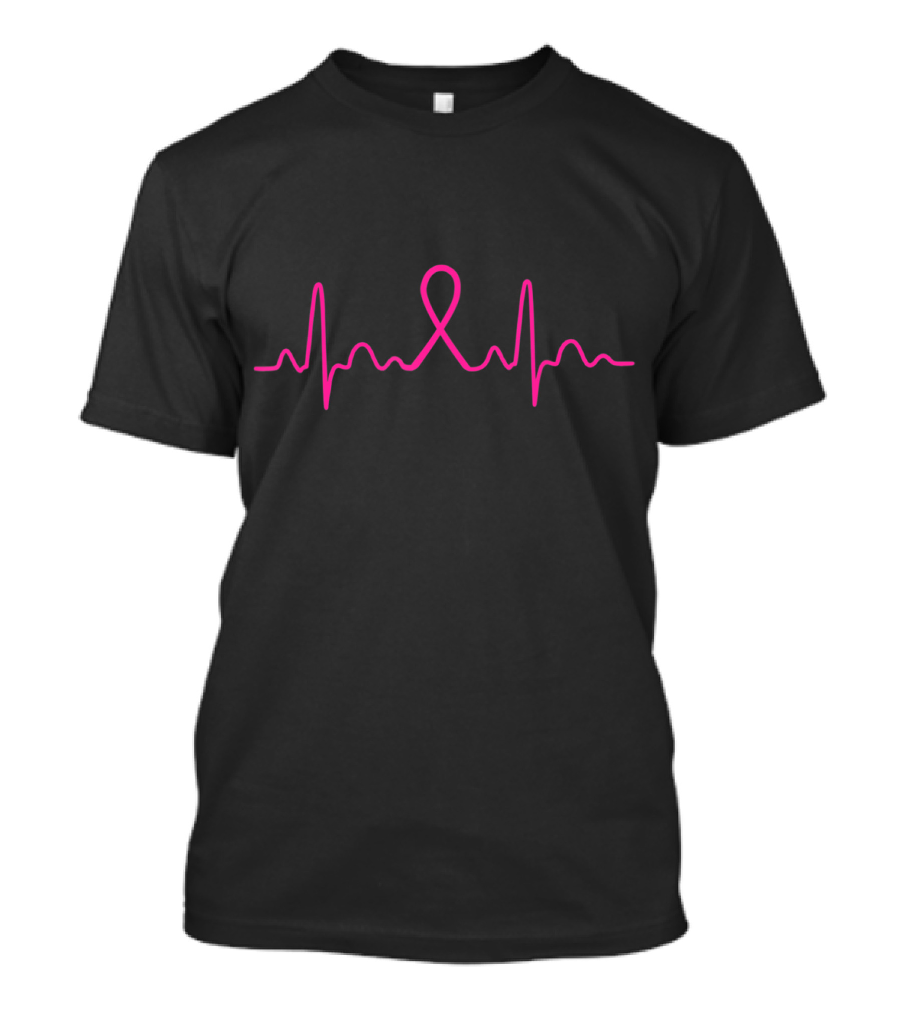 Heartbeat Pink Ribbon Breast Cancer Awareness T-Shirt