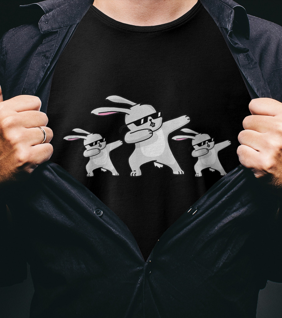 Dabbing Bunnies Easter Wear Sunglasses T-Shirt