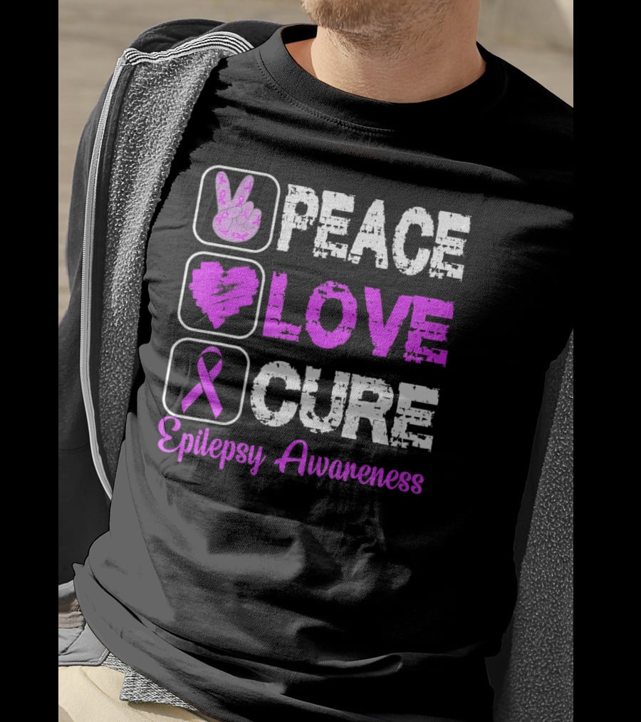 Peace Love Cure Epilepsy Awareness T-Shirt