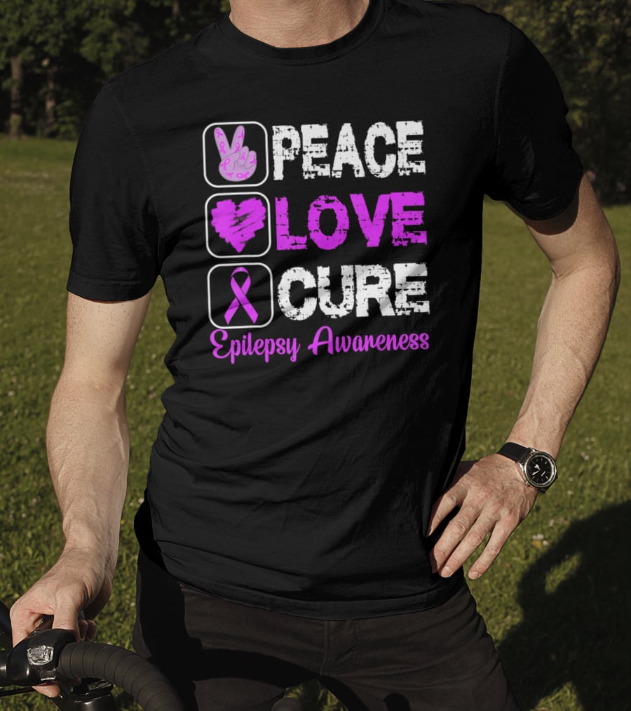 Peace Love Cure Epilepsy Awareness T-Shirt