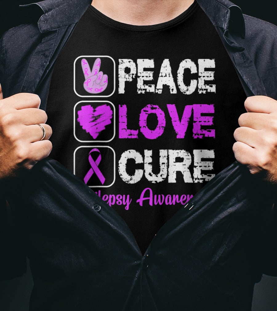 Peace Love Cure Epilepsy Awareness T-Shirt