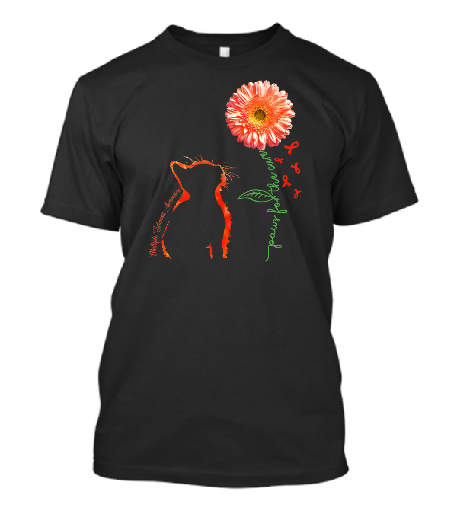 Paws For The Cure Multiple Sclerosis Awareness Cat Flower T-Shirt