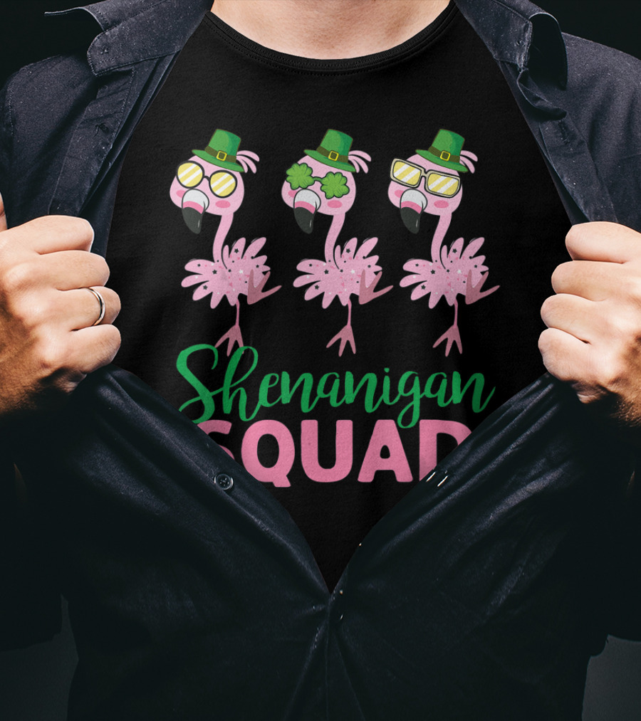 Shenanigan Squad Flamingo St. Patrick's Day T-Shirt
