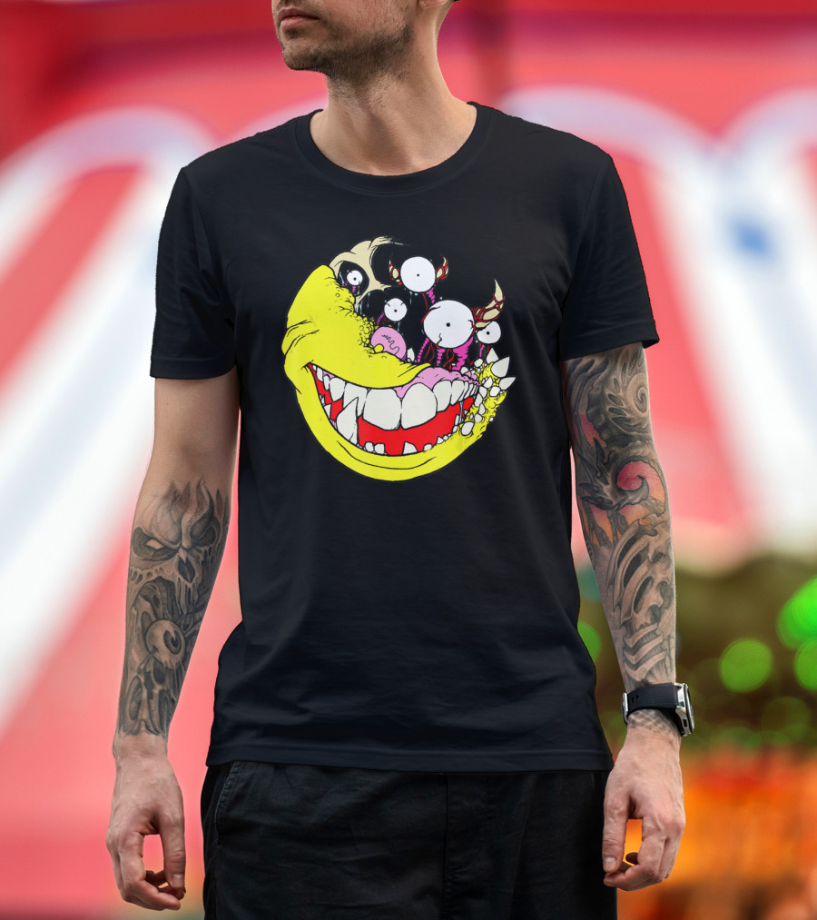 Wouldn't Hurt You to Smile Monster Face with Teeth and Eyes T-Shirt