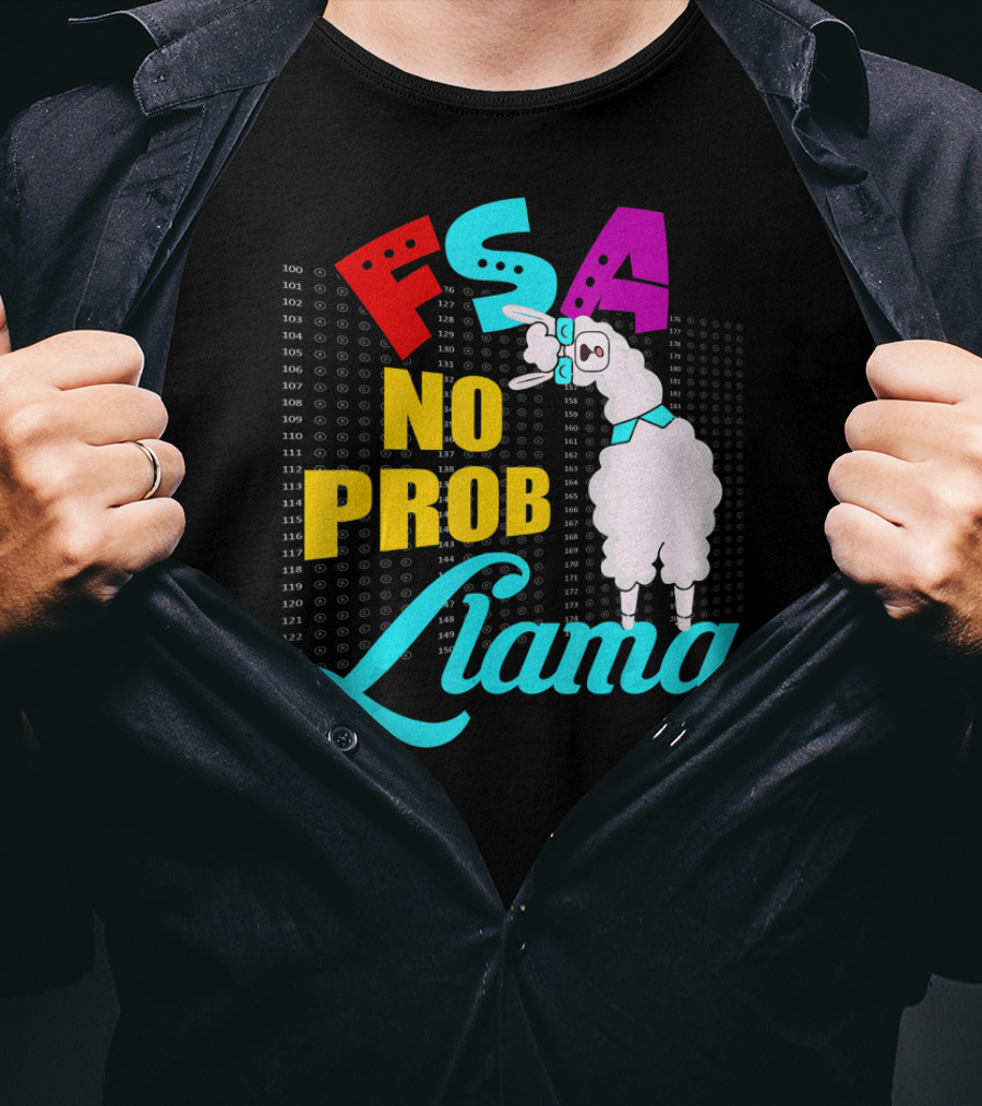 FSA No Prob Llama Teacher Bubble Sheet Fun T-Shirt