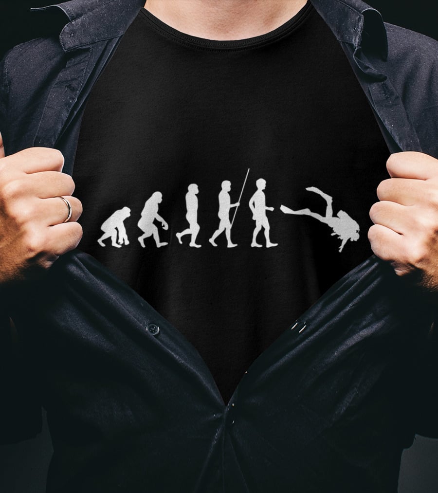 Evolution Of Man To Funny Scuba Diver T-Shirt