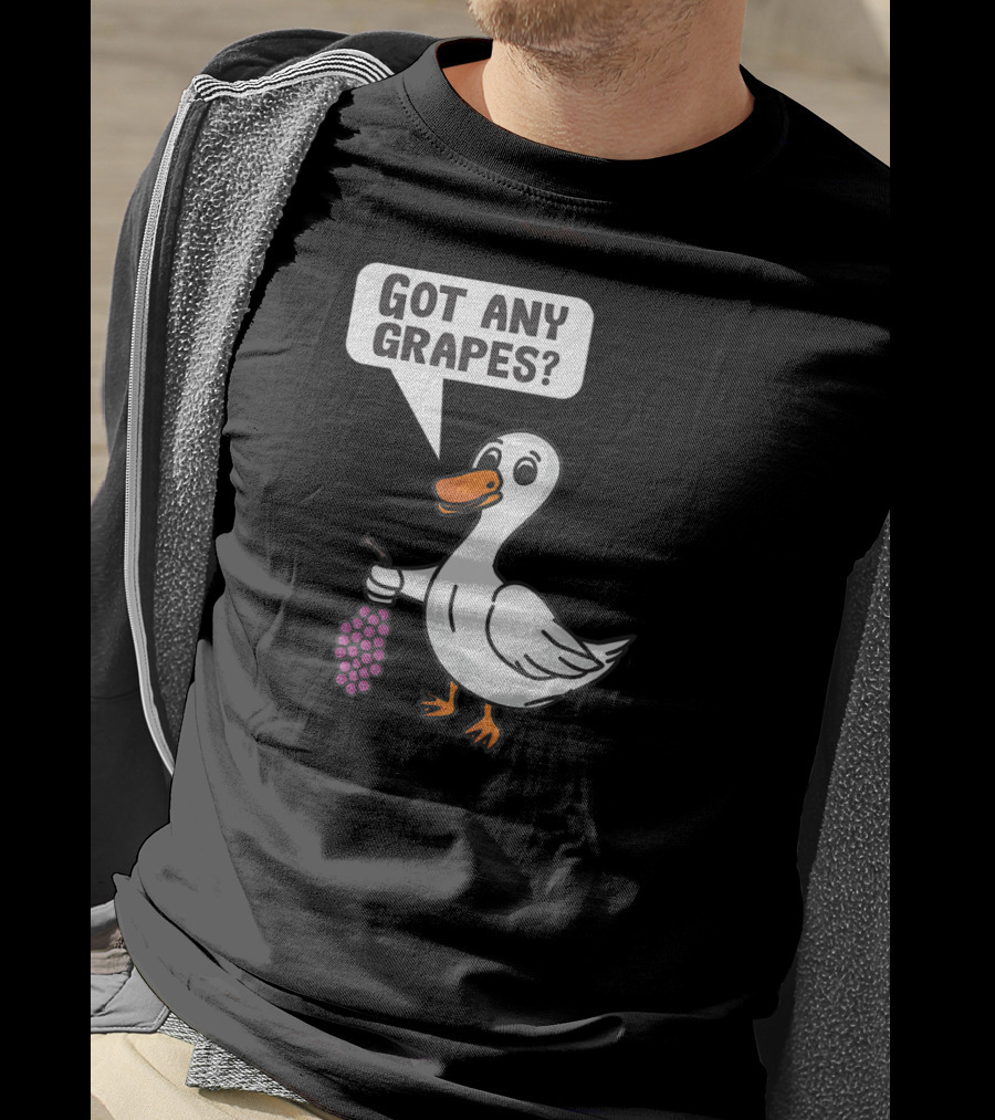 Duck Holding Grapes Asking Got Any Grapes? T-Shirt