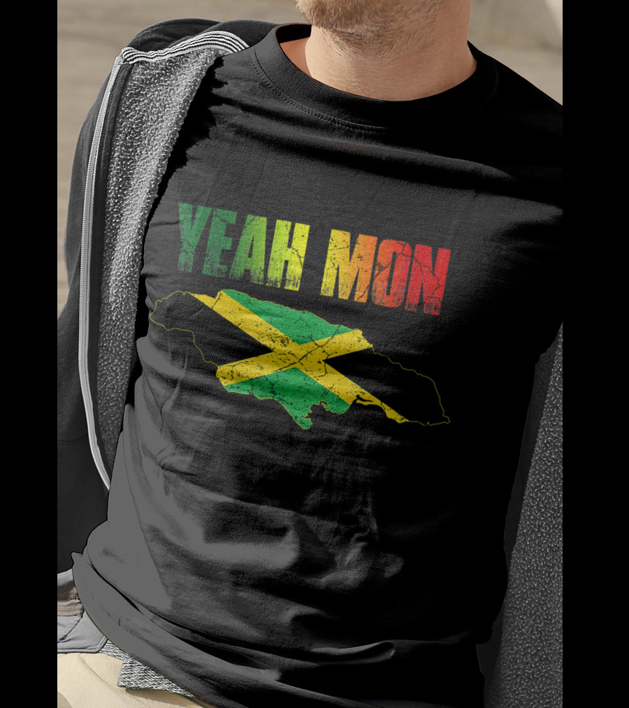 Yeah Mon Jamaican Map Flag Colors T-Shirt
