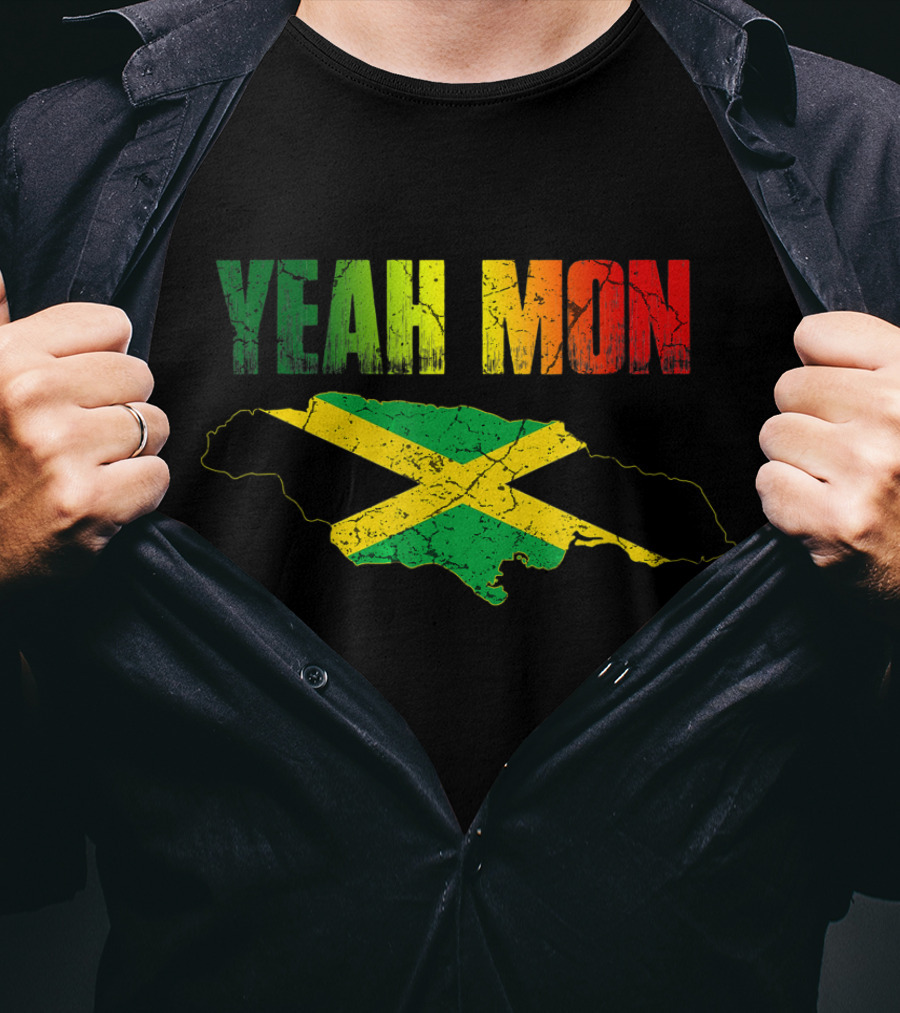 Yeah Mon Jamaican Map Flag Colors T-Shirt
