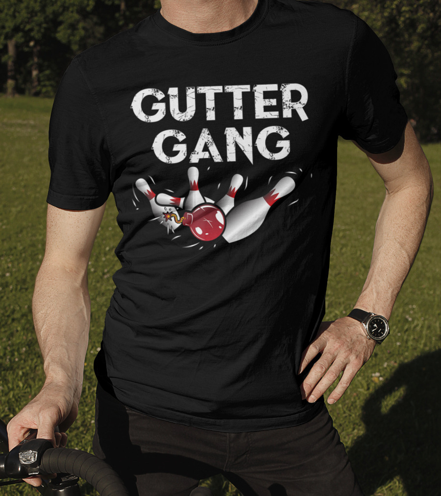 Gutter Gang Exploding Bowling Pins Funny Bowling T-Shirt
