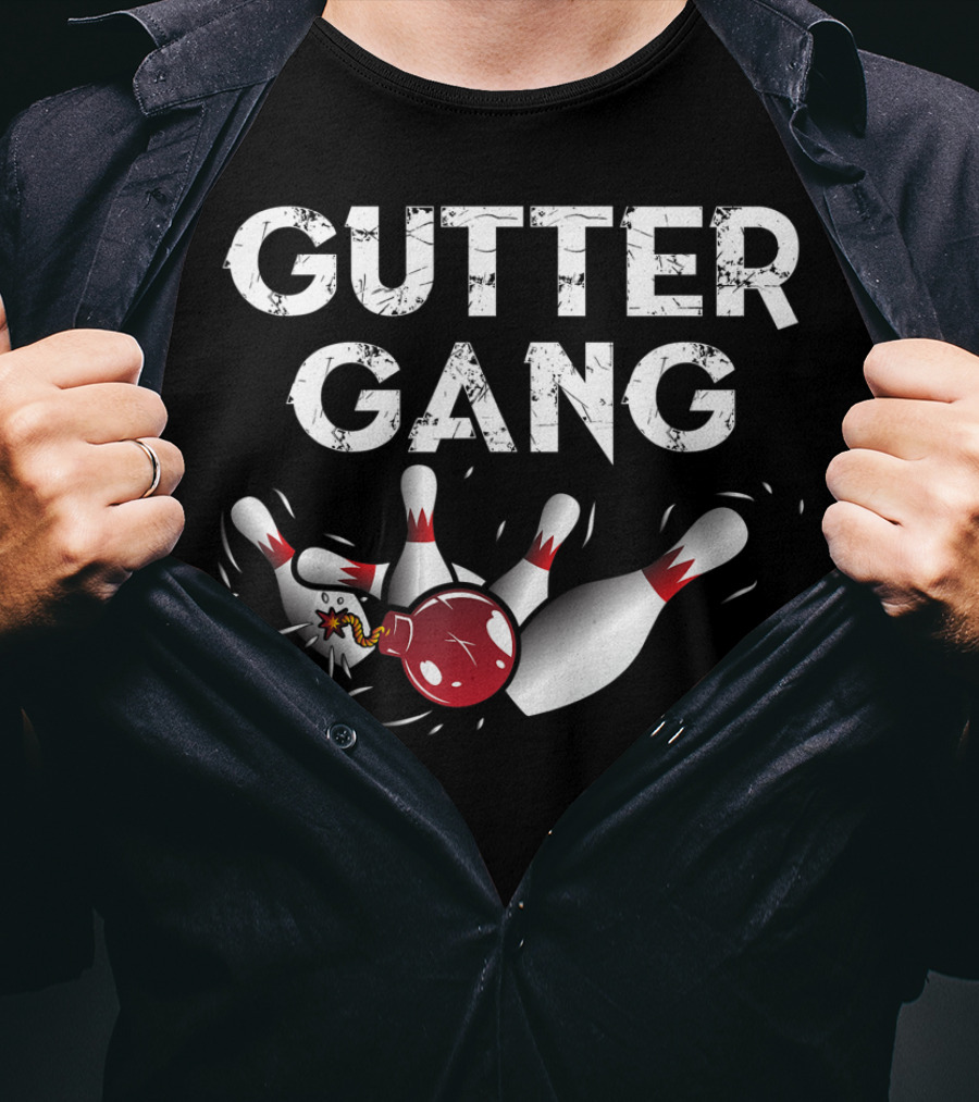 Gutter Gang Exploding Bowling Pins Funny Bowling T-Shirt