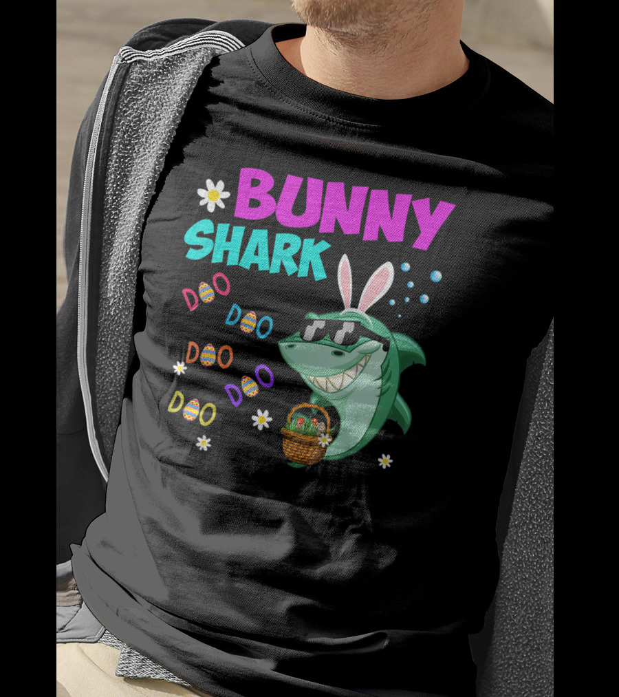 Bunny Shark Doo Easter Toddler Bunny Shark Sunglasses Basket T-Shirt
