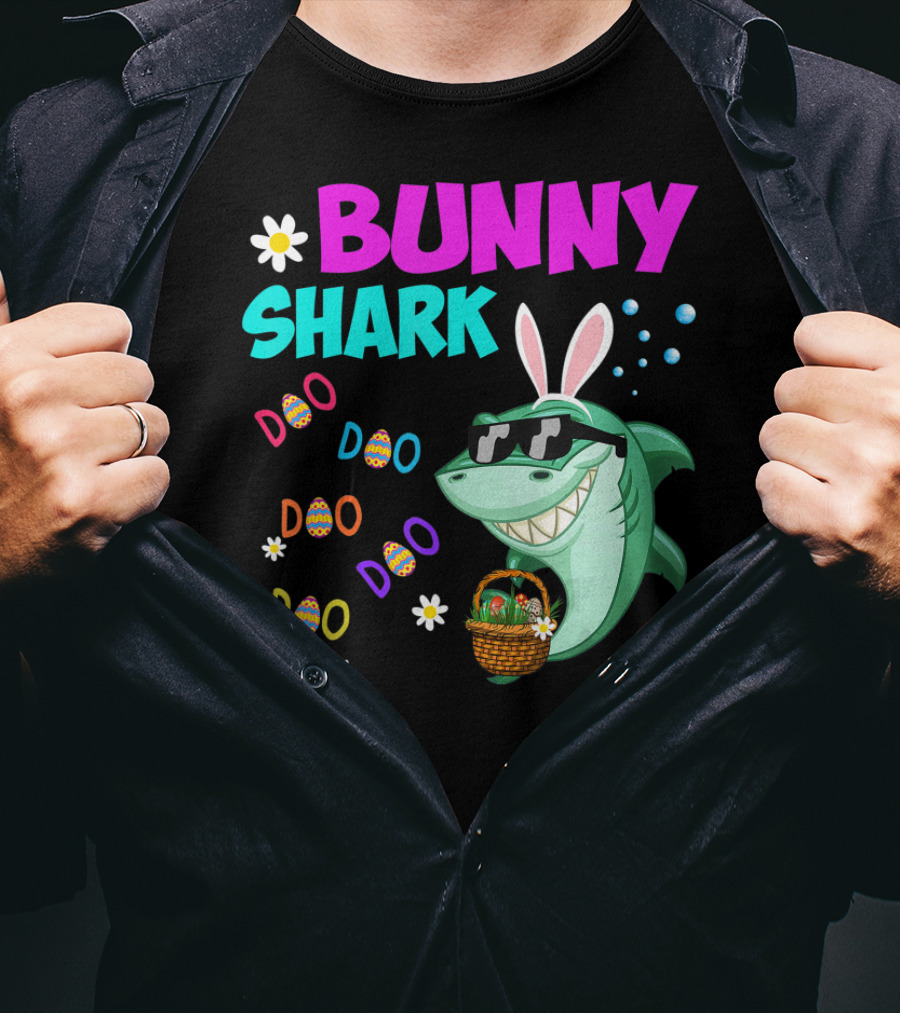 Bunny Shark Doo Easter Toddler Bunny Shark Sunglasses Basket T-Shirt