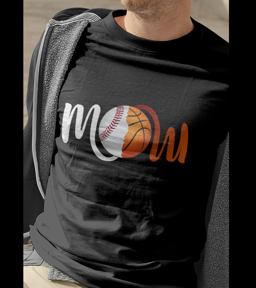 Mom Baseball Basketball Fusion T-Shirt