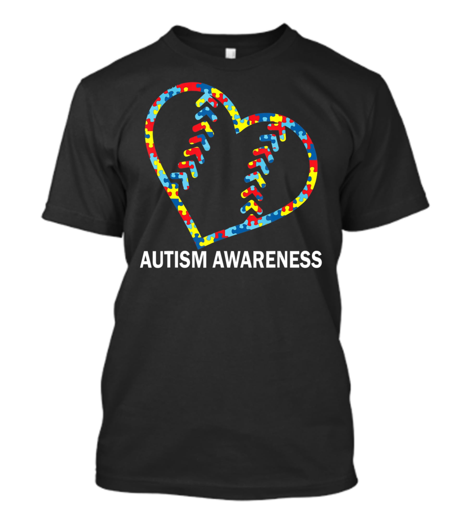 Autism Awareness Heart Puzzle Baseball Softball T-Shirt