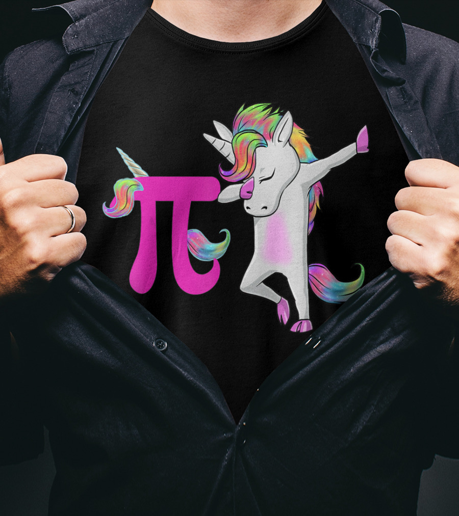 Happy Pi Day Unicorn Dabbing Math Rainbow Magic T-Shirt