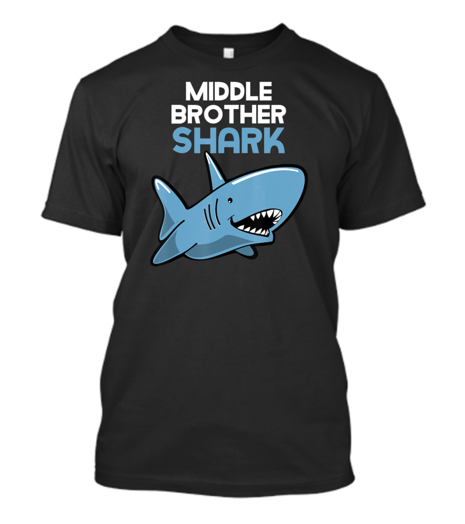 Middle Brother Shark Funny Family Cute Cartoon Shark T-Shirt