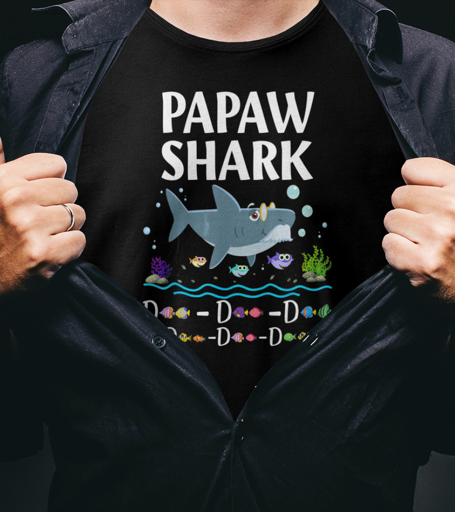 Papaw Shark D-D-D-D Daddy Grandpa Shark Family Fun T-Shirt