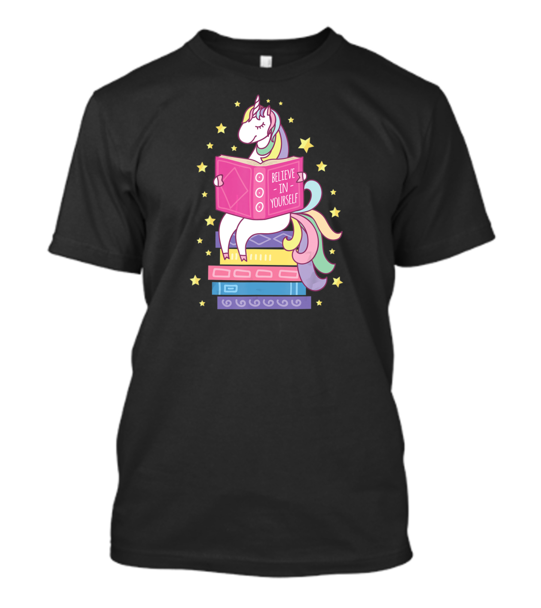 Believe In Yourself Unicorn Reading Library Books T-Shirt